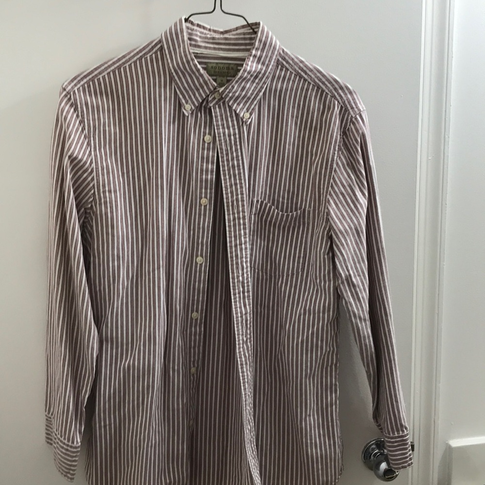 Red stripe button down, medium, Sonoma